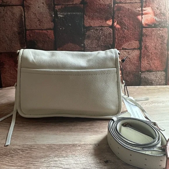 NWT Aimee Kestenberg White Leather Crossbody Bag with pockets and wide strap. - Picture 9 of 16